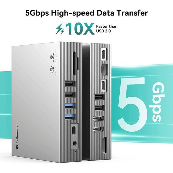 USB C Displaylink Docking Station for M1/M2 MacBook Pro/Air, 15 in 1 USB-C Dock - Picture 9 of 15